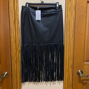 Akira black faux leather fringe skirt. Brand new!